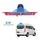 Wide-angle rear brake light camera with black hood and red lens bar