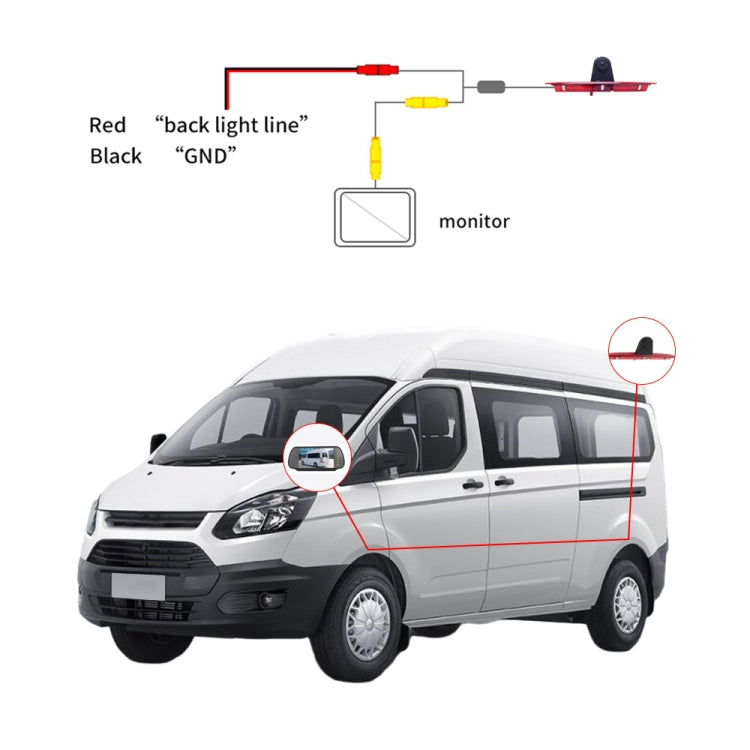 Rear camera wiring set with camera leads and monitor connection adapter
