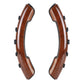 Brown wood-look steering wheel spinner knob covers, curved pair with clips