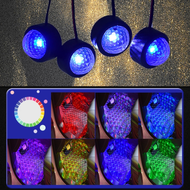 Blue-glowing dome LED modules on wires showing multi-color lighting options