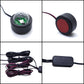 Four round LED pods with black cable leads and inline control switch