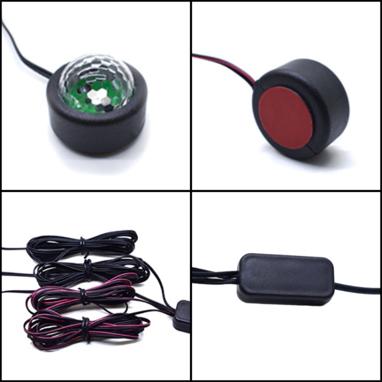 Four round LED pods with black cable leads and inline control switch