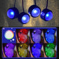 Blue round LED bulb cluster with multicolor lighting preview panel