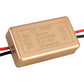 Gold LED strobe controller module with printed label and attached red wire leads