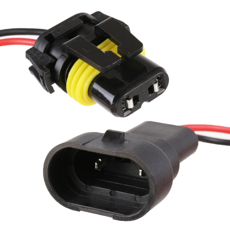 Black LED strobe lamp socket with yellow center contact and attached wiring cable