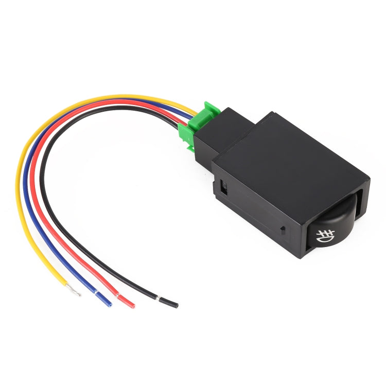 Car fog light on/off switch button with wire harness and connector, black housing