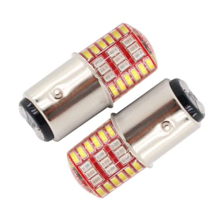 Pair of silver 1157 LED turn signal bulbs with red-yellow rectangular LED arrays