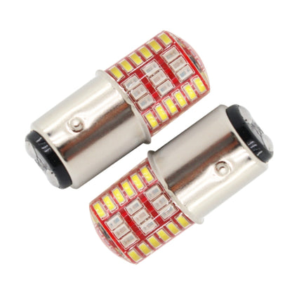 Pair of silver 1157 LED turn signal bulbs with red-yellow rectangular LED arrays