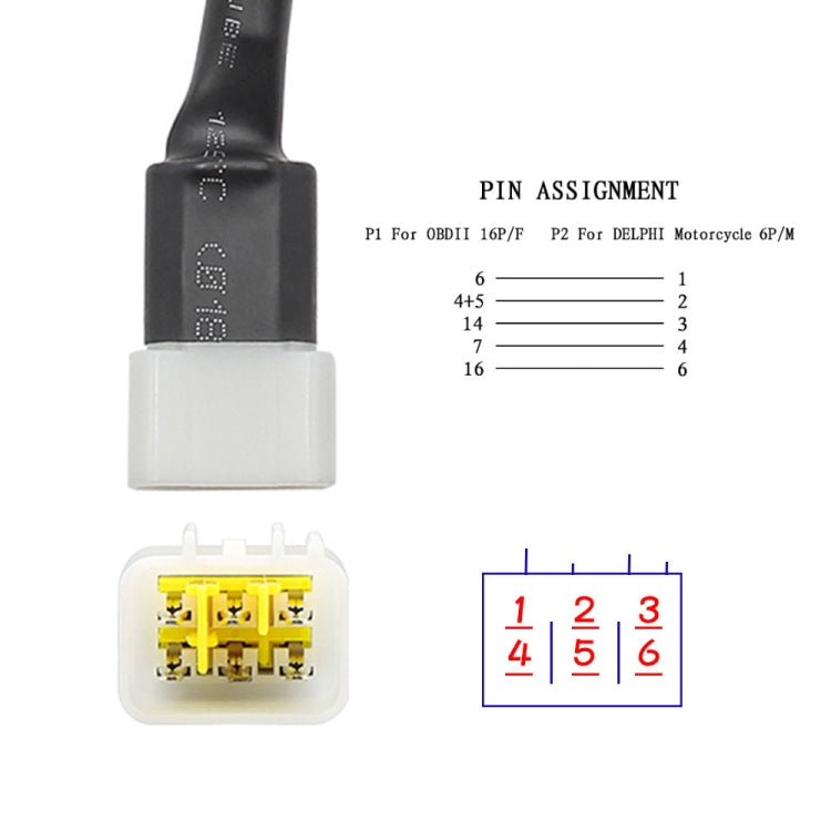 OBD 6-pin connector pin assignment diagram showing numbered contact positions