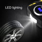 Car air pump with LED lighting casting a bright beam