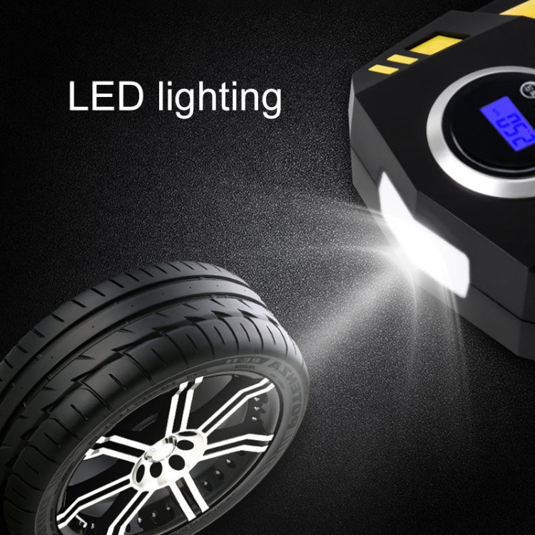 Car air pump with LED lighting casting a bright beam