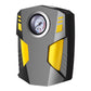 12V portable air pump with circular pressure gauge and yellow side accents