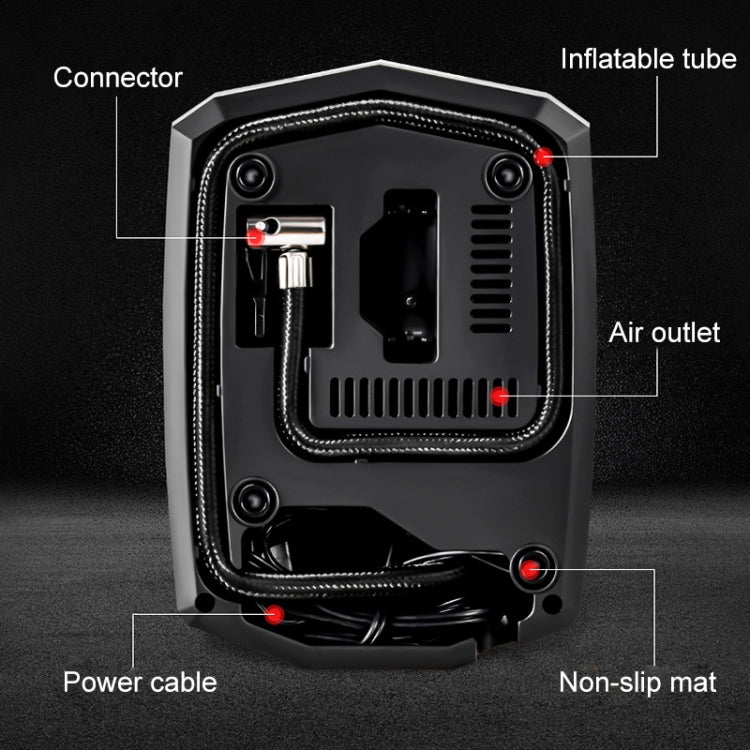 Car air pump rear panel with air outlet, power cable, inflatable tube and connector