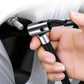 Hand using air pump connector to attach to an inflating valve on a tire