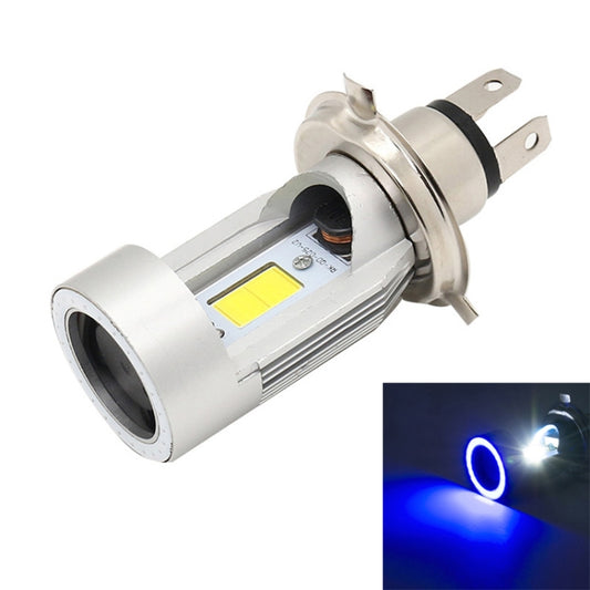H4 LED motorcycle headlight bulb with blue angel eyes ring