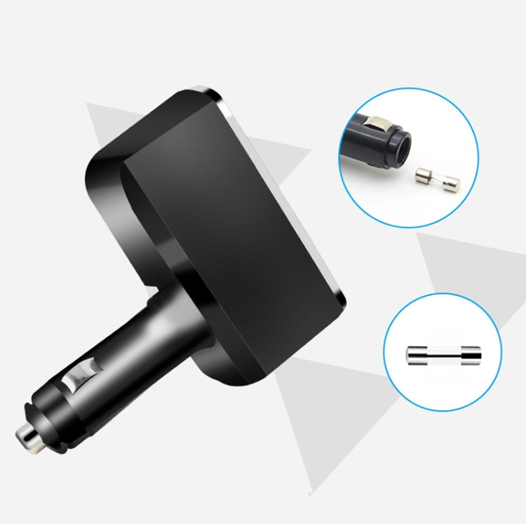 Black car cigarette lighter USB charger with detachable 90-degree connector and two ports