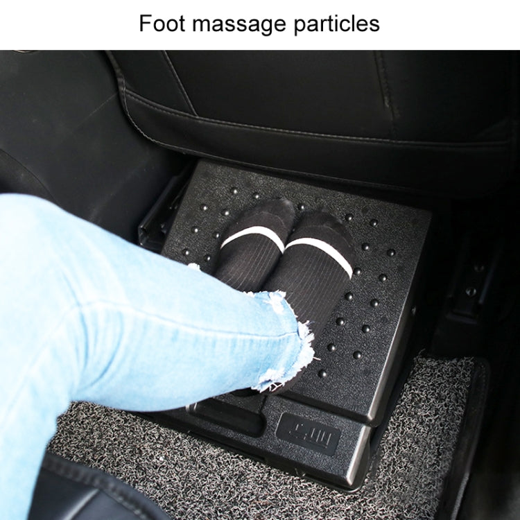 Adjustable car footrest ottoman with studded massage surface and leg platform