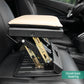 Adjustable car footrest ottoman under seat with dark base and light padded top