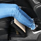 Adjustable car footrest ottoman with black folding support arm