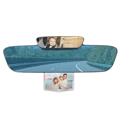 Blue anti-glare car rearview mirror with small auxiliary display panel