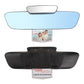 Blue-tinted rearview mirror with small auxiliary display and black mounting back