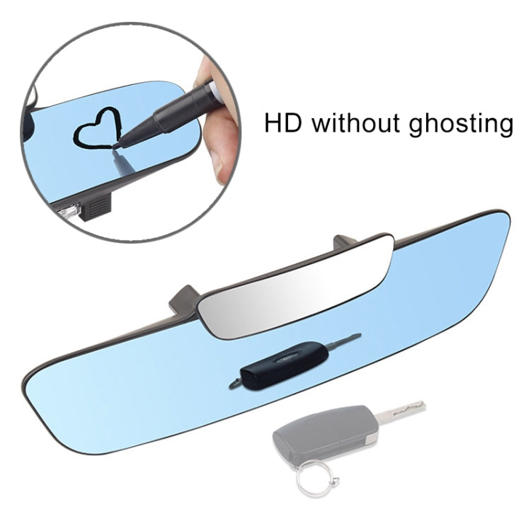 Blue anti-glare rearview mirror with HD view insert and mounting hardware