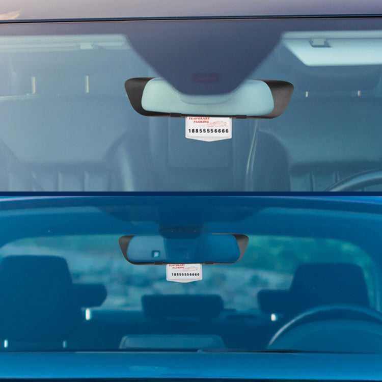 Blue-tinted rearview mirror with auxiliary display installed in rear cabin view