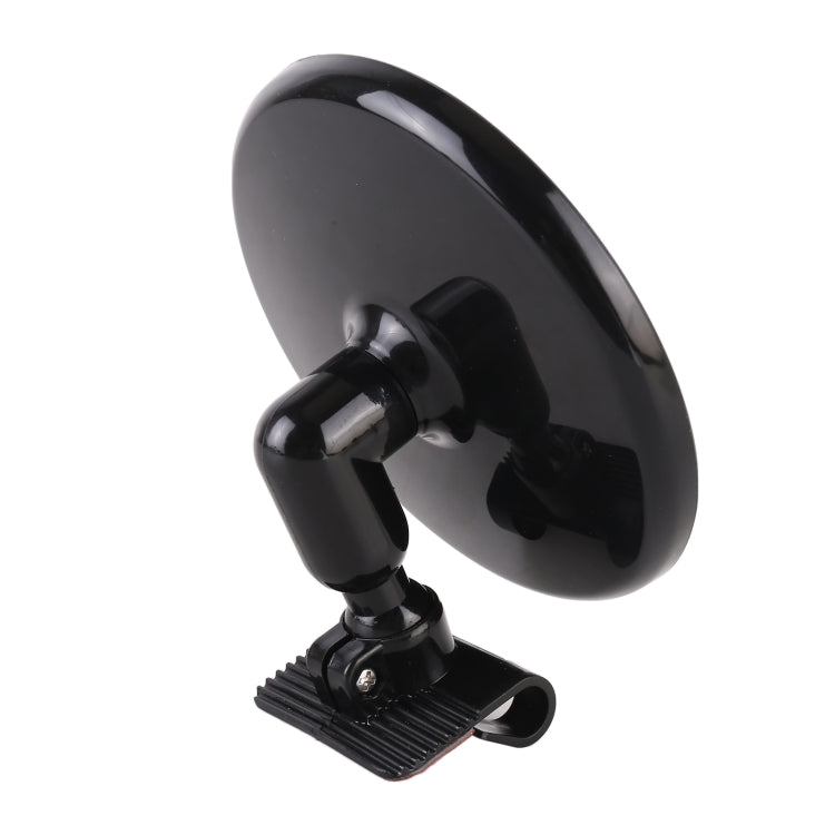 Black blind spot assistant mirror with bracket base and mounting hardware