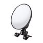 Small round car blind spot side mirror on black arm with clamp mount