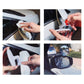 Car blind spot side mirror installation using adhesive pad and hands