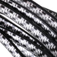 Carbon fiber texture seal strip detail with woven pattern on black rubber edge