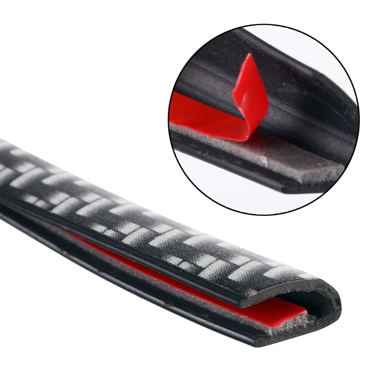 Carbon fiber texture seal strip end cap with red insert and black trim