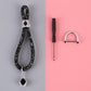 Black glitter car keychain with teardrop charm and silver keyring connector