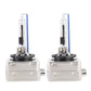 Pair of HID xenon bulbs with silver housings, black mounting rings, and blue-tinted tubes