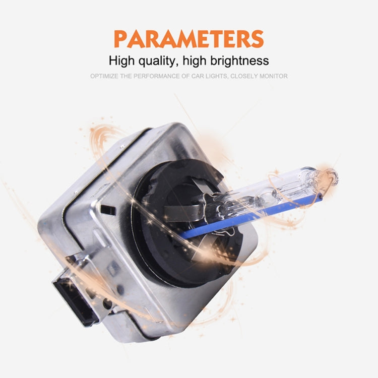 HID xenon bulb assembly with blue-tinted glass tube and headlight beam effect