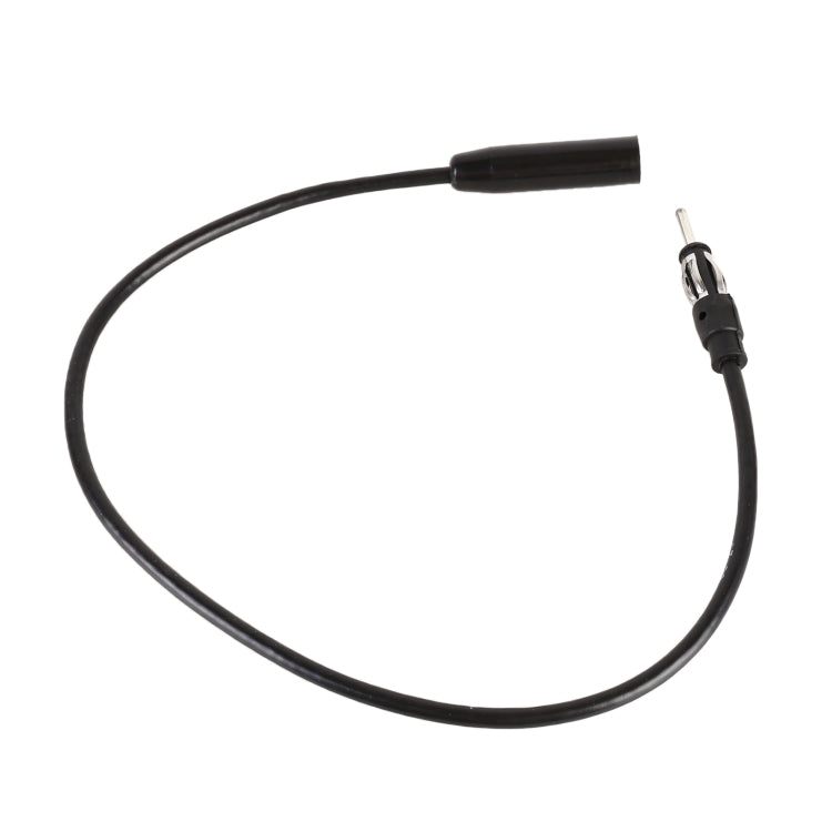 Black FM antenna extension cable with inline plug connector on one end