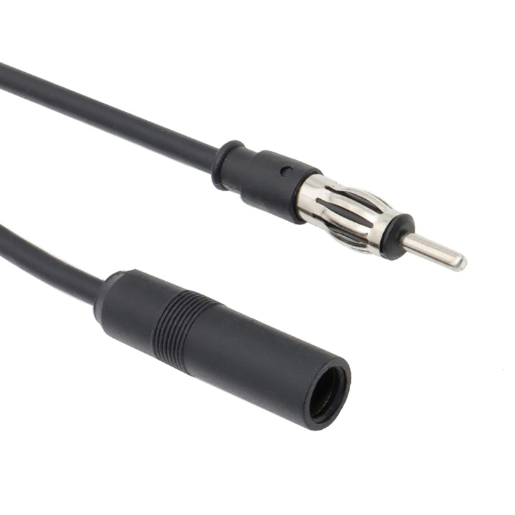 Antenna extension cable connectors: metal two-prong plug and black barrel