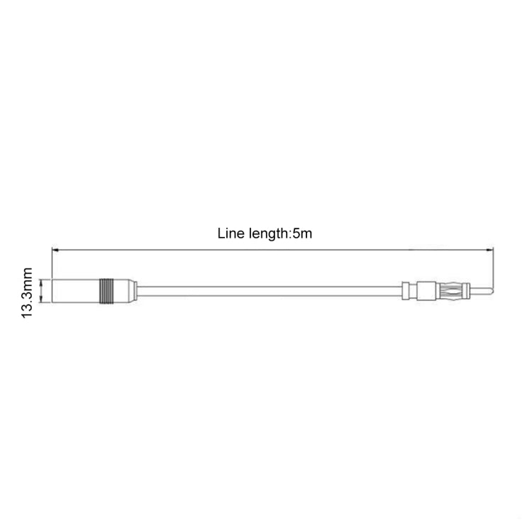 Antenna extension cable length diagram showing 5m cable and connectors