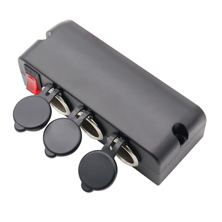 Car 3-in-1 cigarette lighter socket with three metal-ring ports and three dust caps