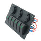12V/24V 6-way switch panel with dual USB charger, angled view with wire leads