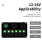 12V/24V 6-way switch panel with dual USB charger, green backlit switches and charging ports