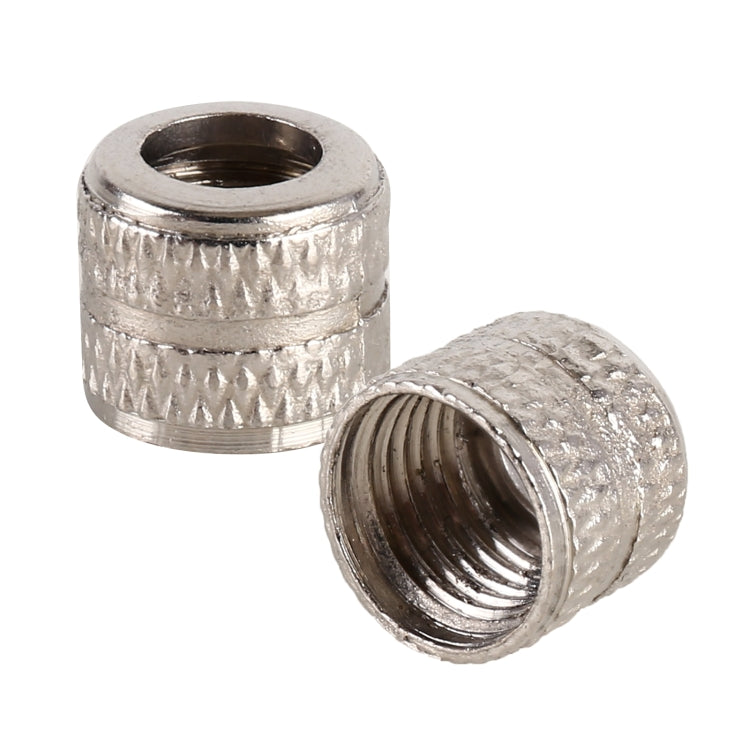 Metal threaded valve caps for bicycle cores, with knurled grip and inner threads