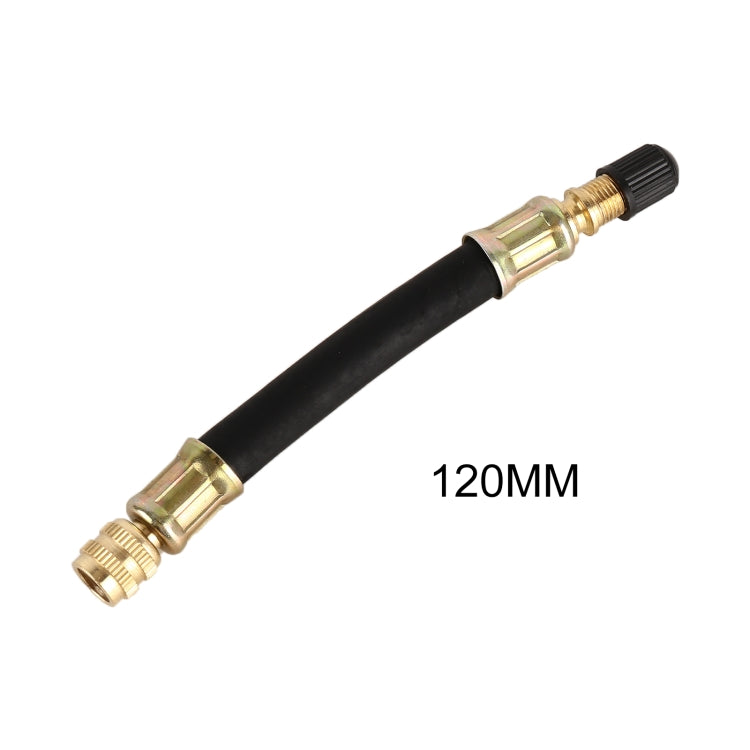 Black vacuum extension tube with brass valve fitting and ribbed cap, 120mm
