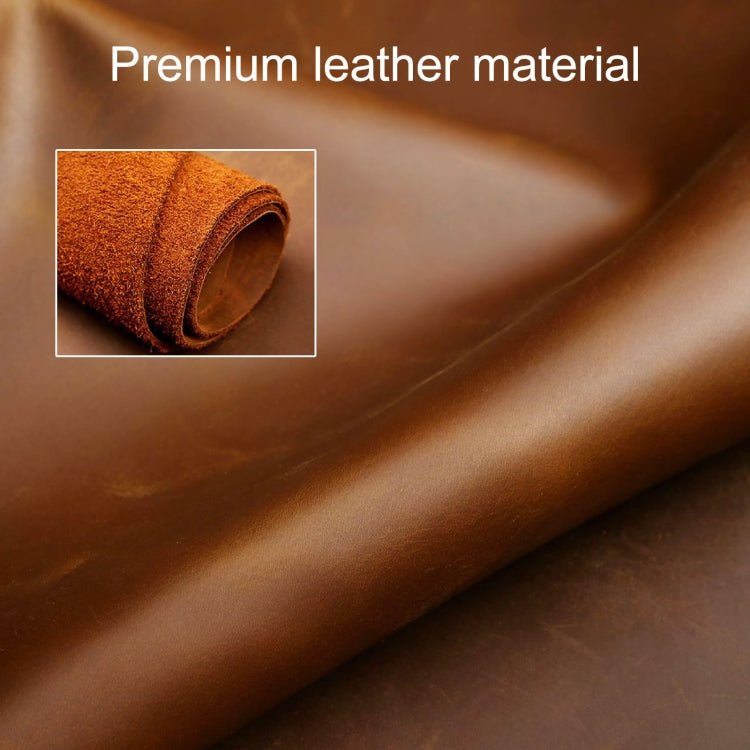 Brown leather material swatch with rolled texture close-up
