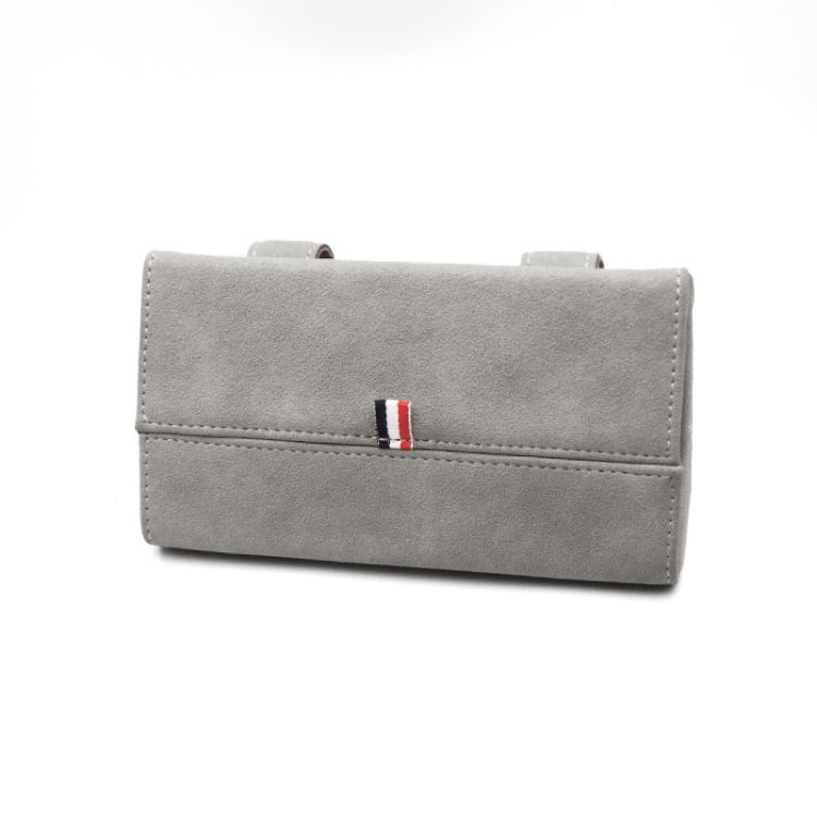 Grey glasses storage bag with top handle and front flap