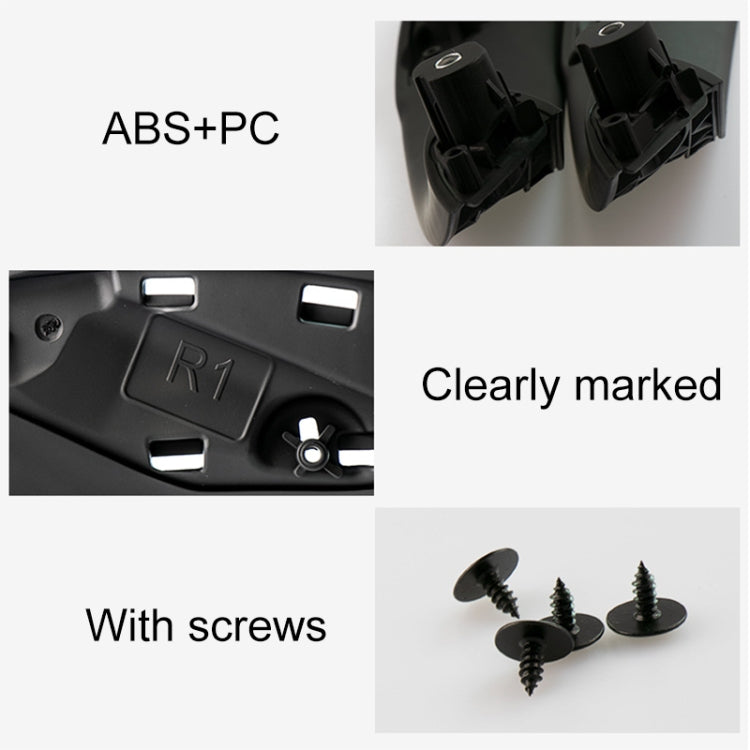 Black left rear inner armrest door handle with screws and mounting clips