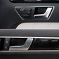 Matte inner door handle, silver-gray, installed on car door panel