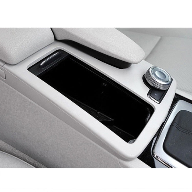Square center console storage box cover installed in car, black