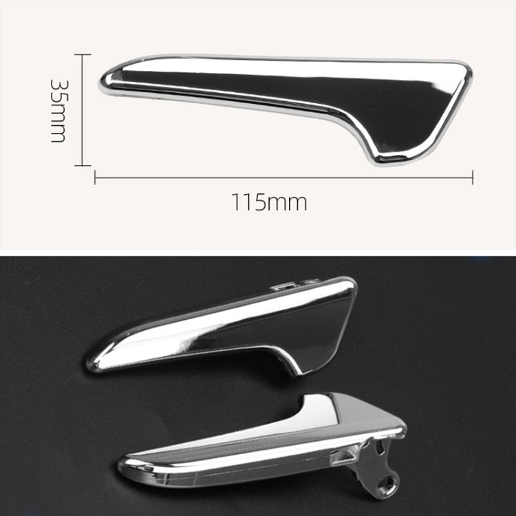 Chrome interior door pull handle trim with black insert, with size marking