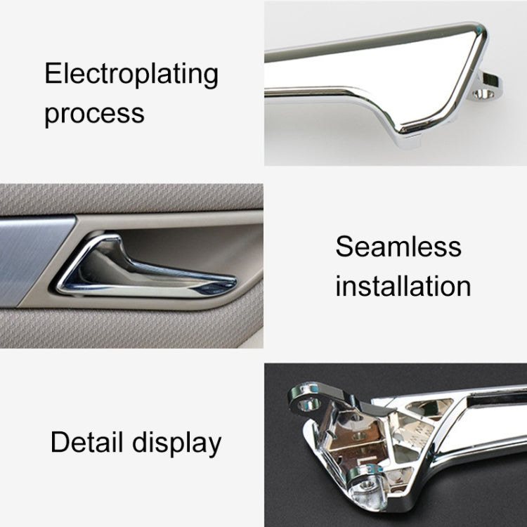 Chrome interior door pull handle trim with mounting bracket and black insert